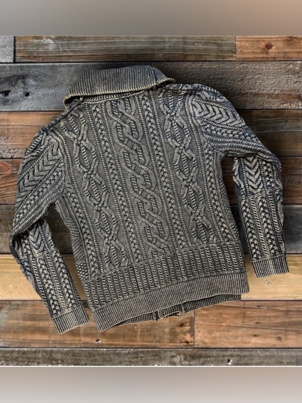 DOUBLE RL RALPH LAUREN RRL INDIGO CABLE KNIT SWEATER- MEN’S SIZE LARGE - Picture 2 of 10